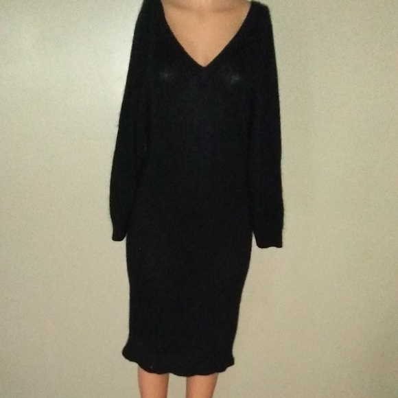 Silk and Angora Sweater Dress Black Medium - Picture 1 of 6